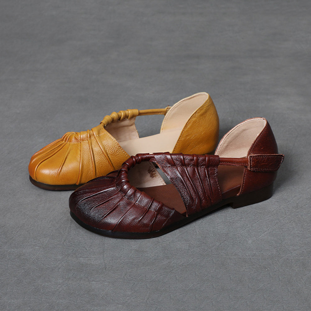 Closed Toe Pleated Flat Sandals