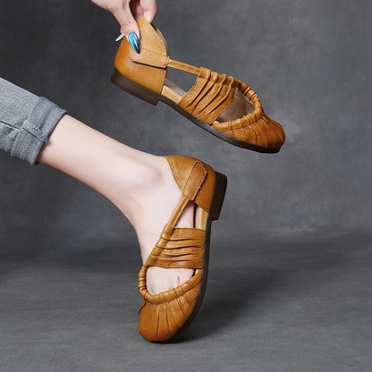 Closed Toe Pleated Flat Sandals