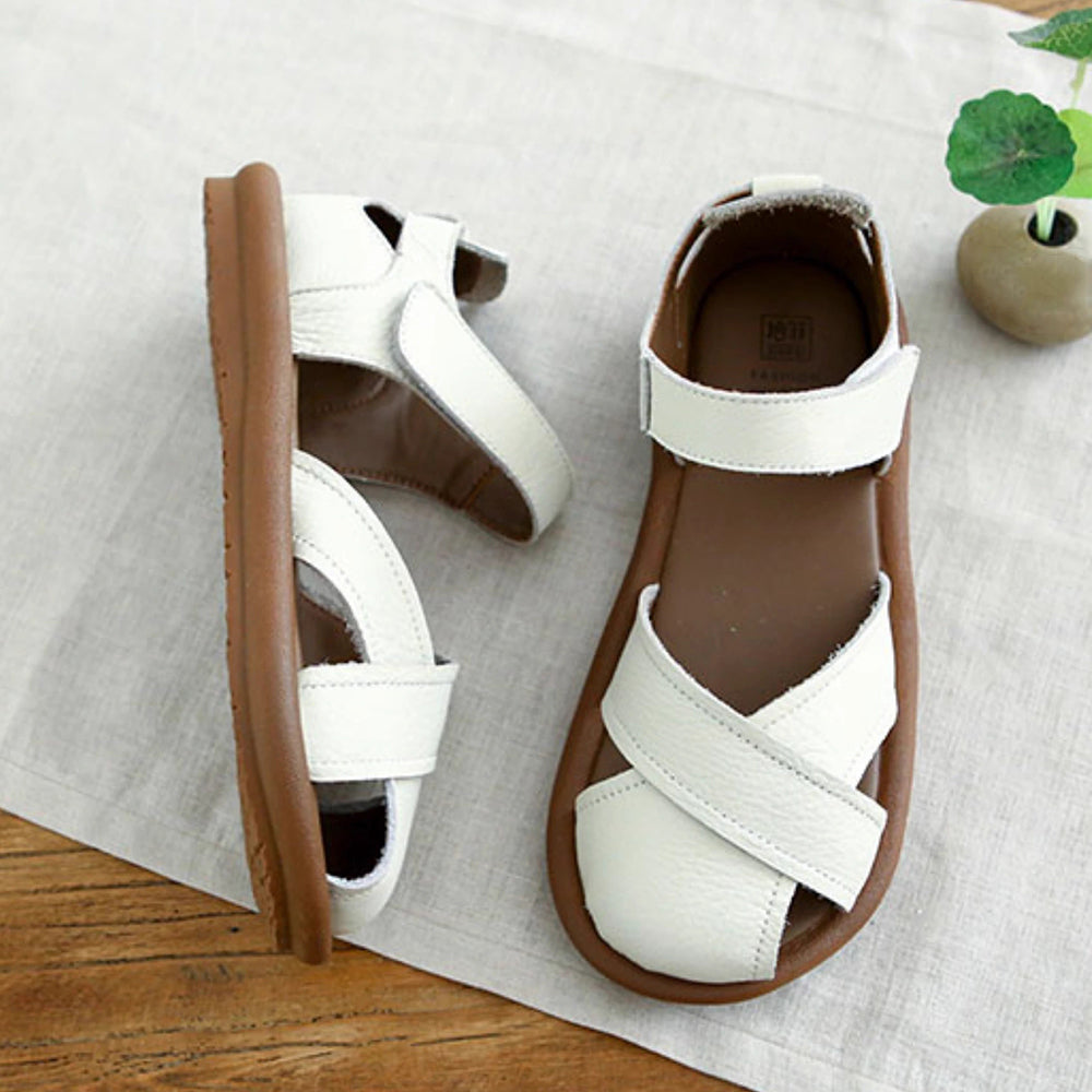 Cross-strap Hollow Breathable Velcro Sandals