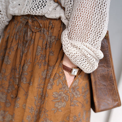 French Country Style A-line Floral Skirt