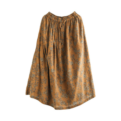 French Country Style A-line Floral Skirt