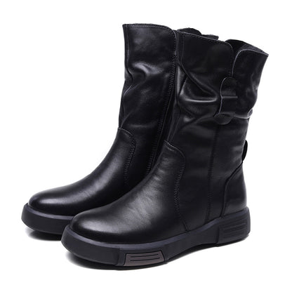 Handmade Ruched Leather Single Knight Boots