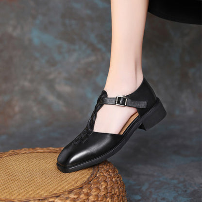 Handsome British style Adjustable Buckle Square Toe Flat Shoes