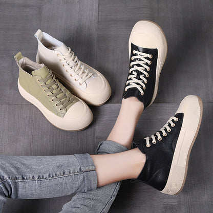 Leather Casual Lace-up Versatile Single Boots