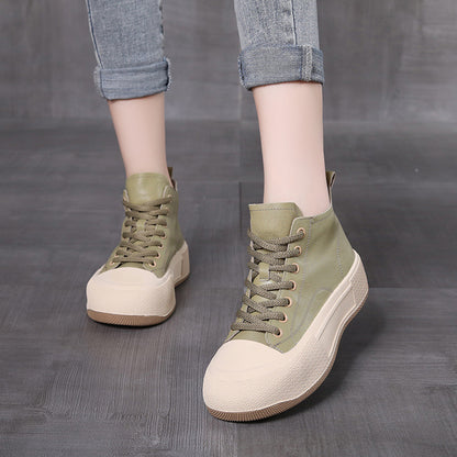 Leather Casual Lace-up Versatile Single Boots