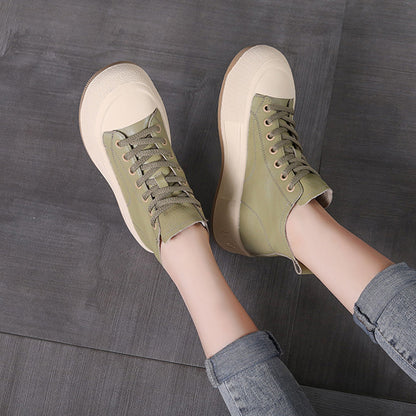 Leather Casual Lace-up Versatile Single Boots