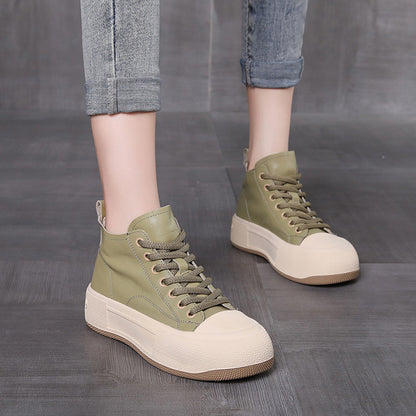 Leather Casual Lace-up Versatile Single Boots