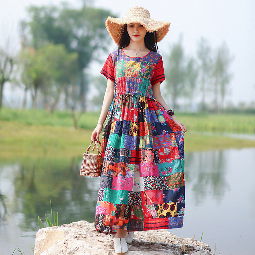 Patchwork Plaid Printed Dress