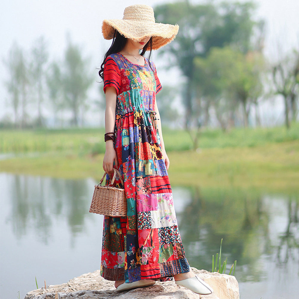 Patchwork Plaid Printed Dress