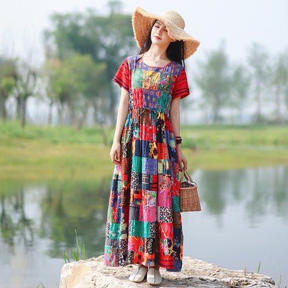 Patchwork Plaid Printed Dress