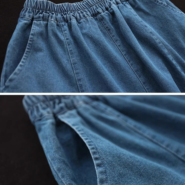 Retro Denim All-match Mid-length A-line Skirt