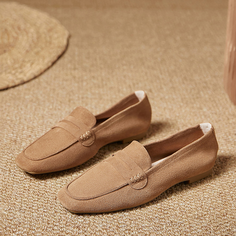 Square Toe Soft Leather Commute Loafers