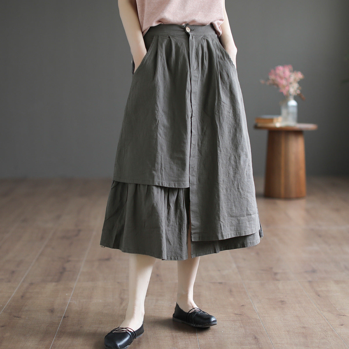 Summer Casual Versatile Linen Irregular Skirt