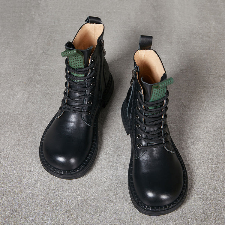 Women Lace-Up Versatile Leather Martin Boots