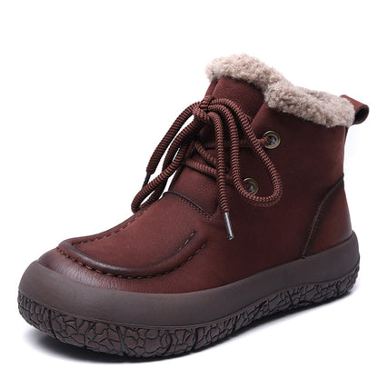 Women Lace-up Platform Plush Casual Short Boots