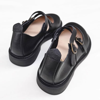 Women Leather Cross Belt Flat Shoes