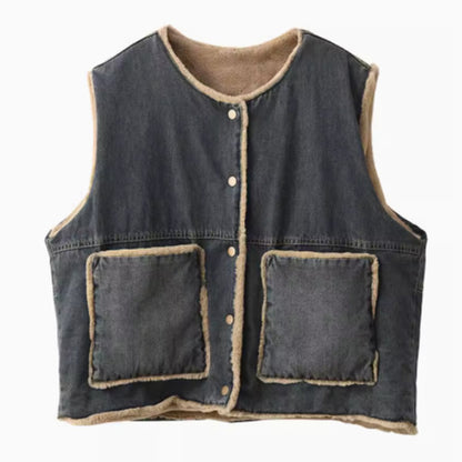 Women Reversible Denim Sleeveless Vest