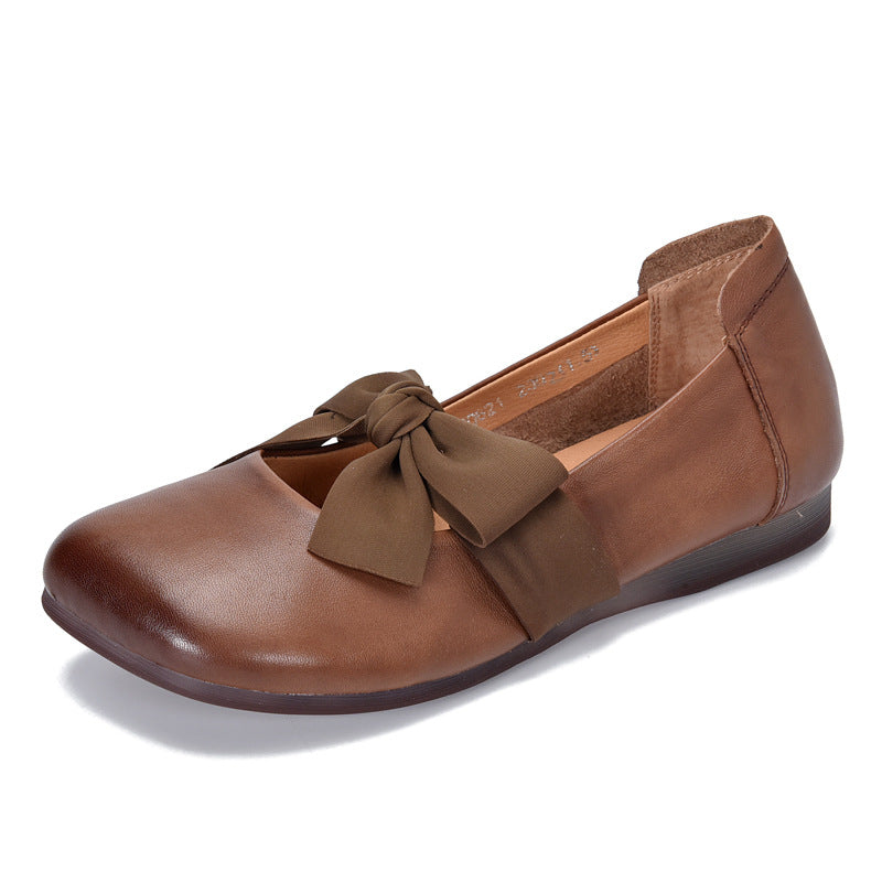 Women Slip-On Bow Leather Shoes