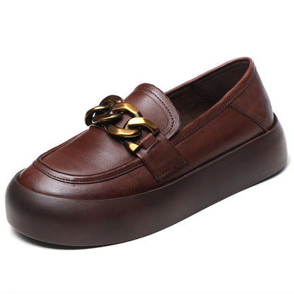 British Style Flatform Leather Shoes - Luckyback