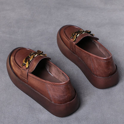 British Style Flatform Leather Shoes - Luckyback