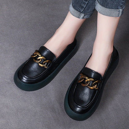 British Style Flatform Leather Shoes - Luckyback