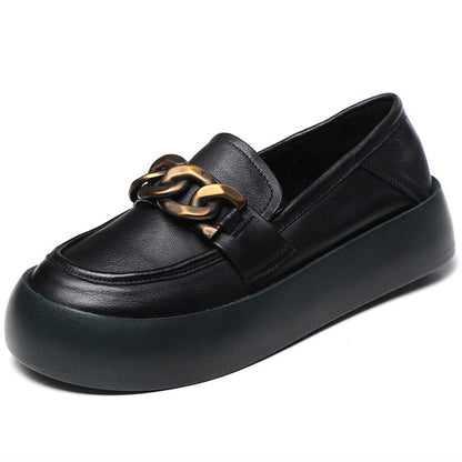 British Style Flatform Leather Shoes - Luckyback