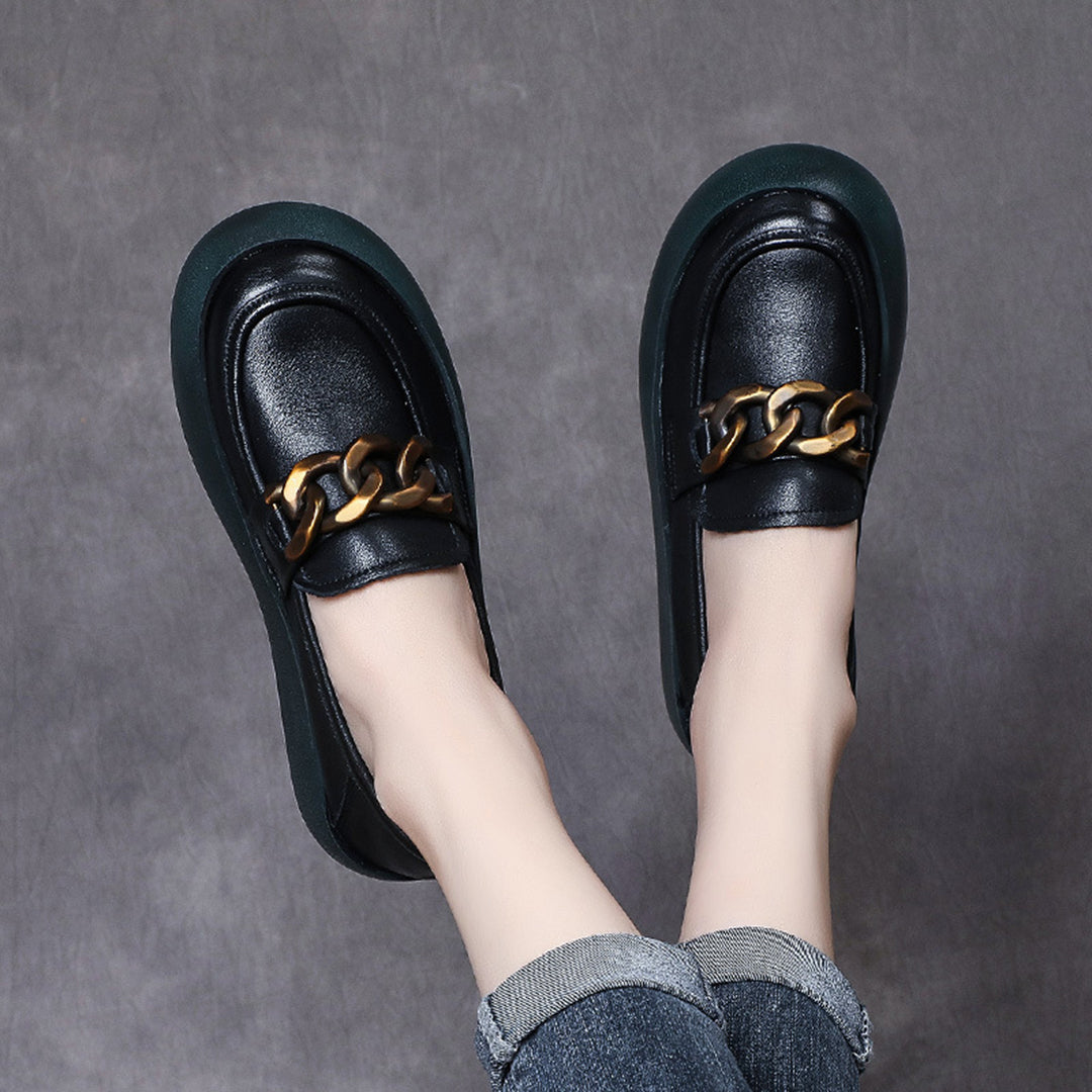 British Style Flatform Leather Shoes - Luckyback