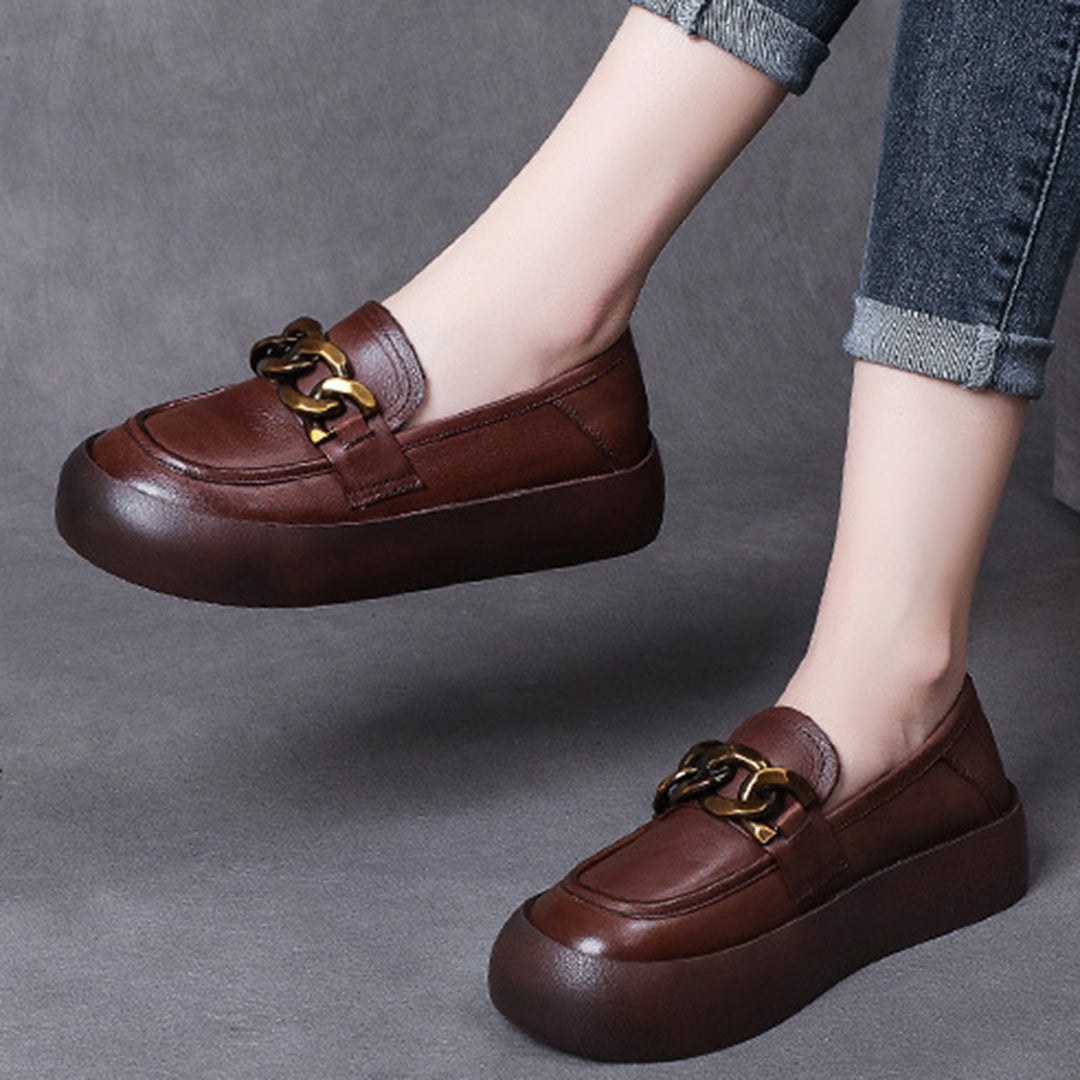 British Style Flatform Leather Shoes - Luckyback