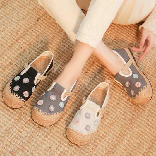 Ethnic Style Cotton Linen Embroidered Shoes