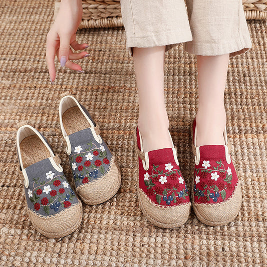 Ethnic Style Embroidered Cotton Linen Shoes