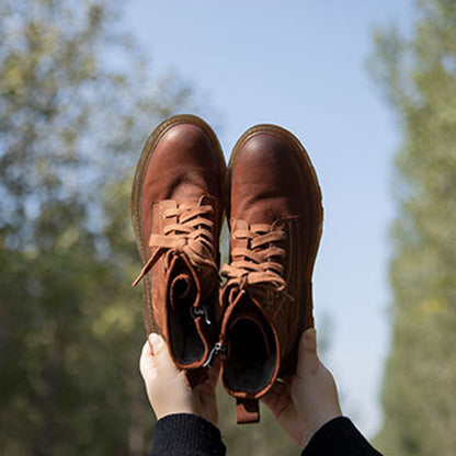 Mid-calf Leather Martin Boots - Luckyback