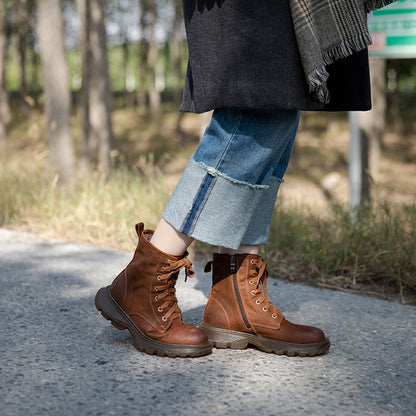 Mid-calf Leather Martin Boots - Luckyback