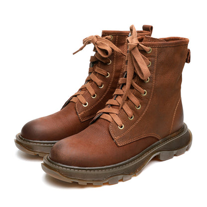 Mid-calf Leather Martin Boots - Luckyback