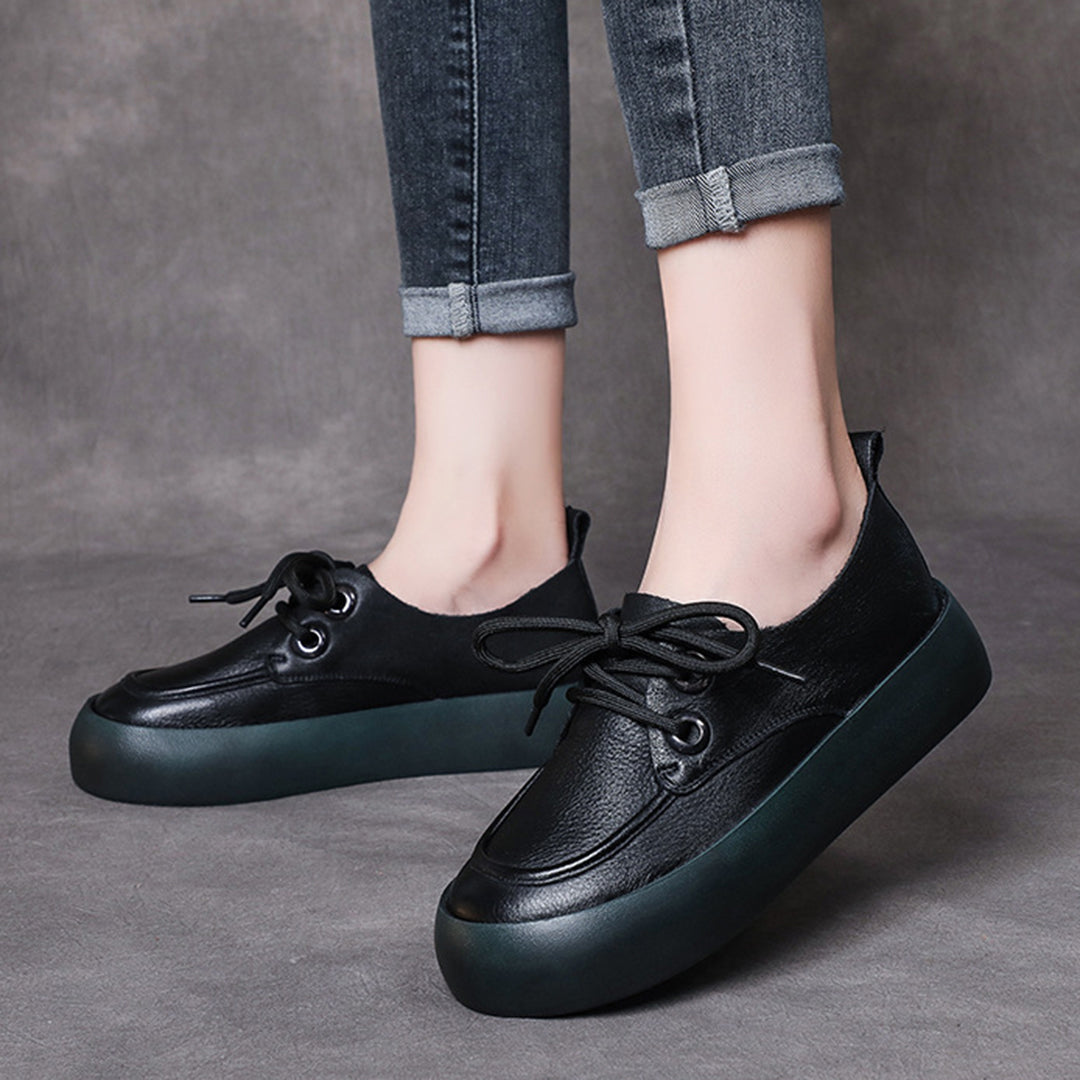 Retro Handmade Flatform Leather Shoes - Luckyback