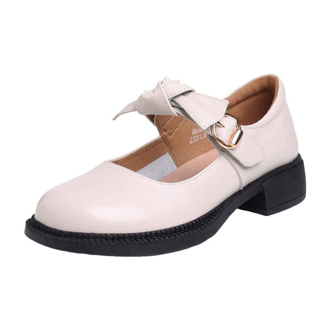 Slip-On Velcro Leather Shoes With Buckle - Luckyback