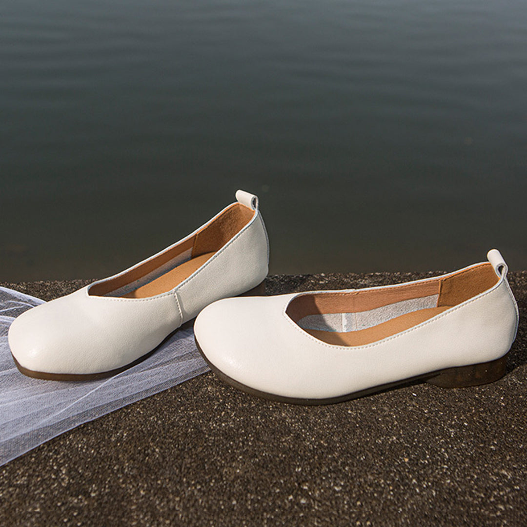 Slip-On Women Retro Soft Leather Shoes - Luckyback