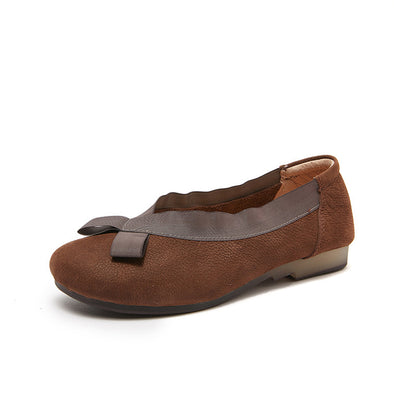 Women Slip-on Leather Flats Pea Shoes